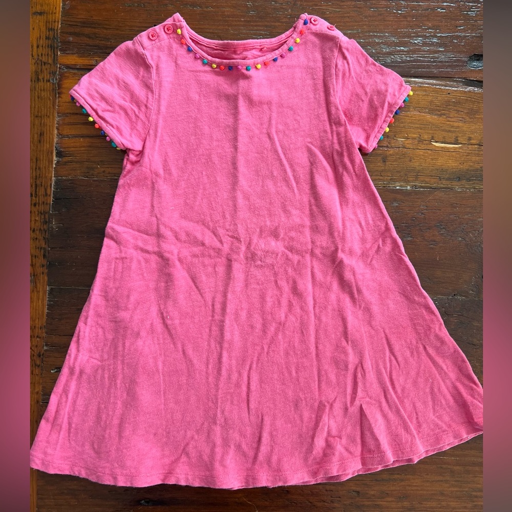 Mini Boden Charlie Dress with Pom Pom Trim